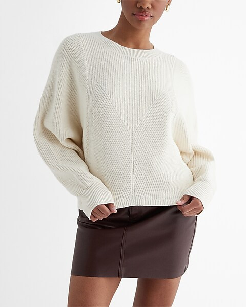 Ribbed Crew Neck Long Sleeve Sweater | Express