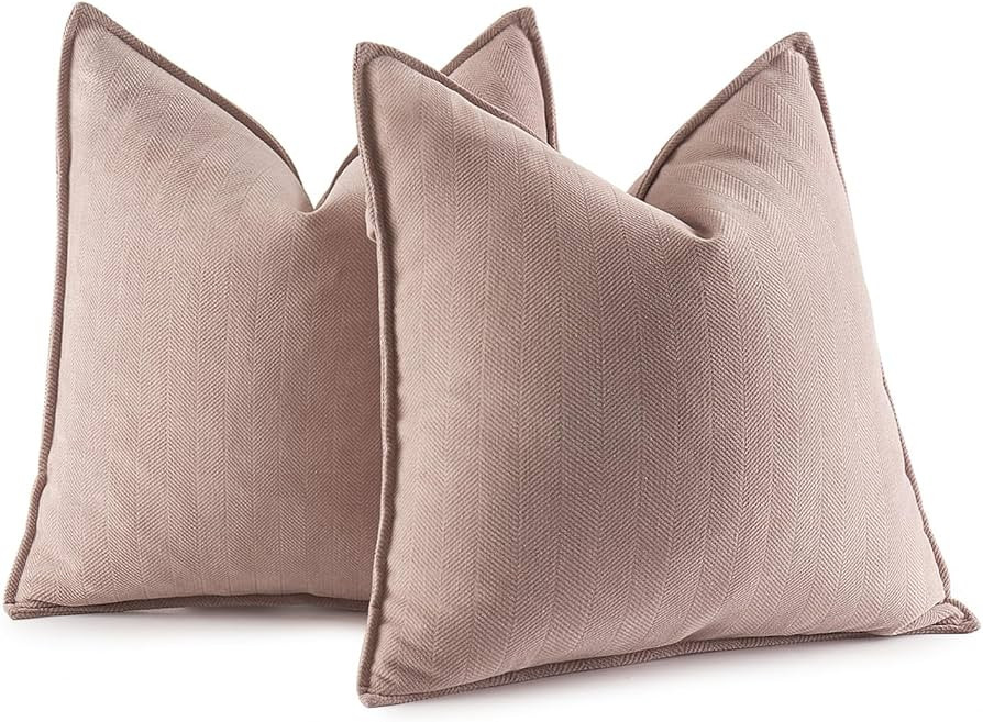 MIULEE Pack of 2 Blush Pink Decorative Pillow Covers 20x20 Inch Soft Chenille Couch Throw Pillows... | Amazon (US)