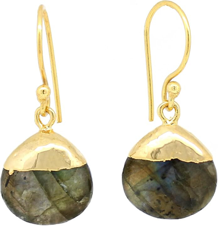 Gempires Natural Pear Cabochon Hook Earring, Meditation Earring, Handamde Jewelry, Gift for Her | Amazon (US)