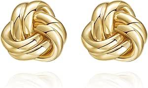 Anten Pink Gold Love Knot Stud Earrings for Women Trendy Cute Earrings, Hypoallergenic Small Earr... | Amazon (US)