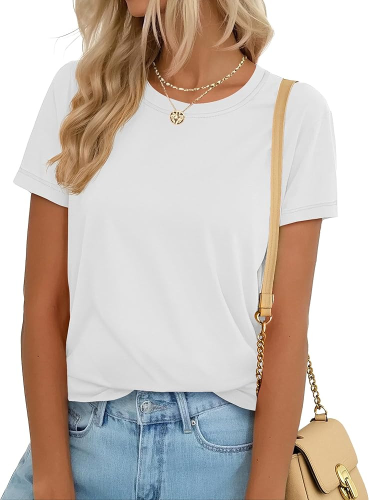 YUCOLEN Women's Cotton Short Sleeve Shirts UPF 50+ Soft Breathable Crew Neck T-Shirts Basic Tops | Amazon (US)