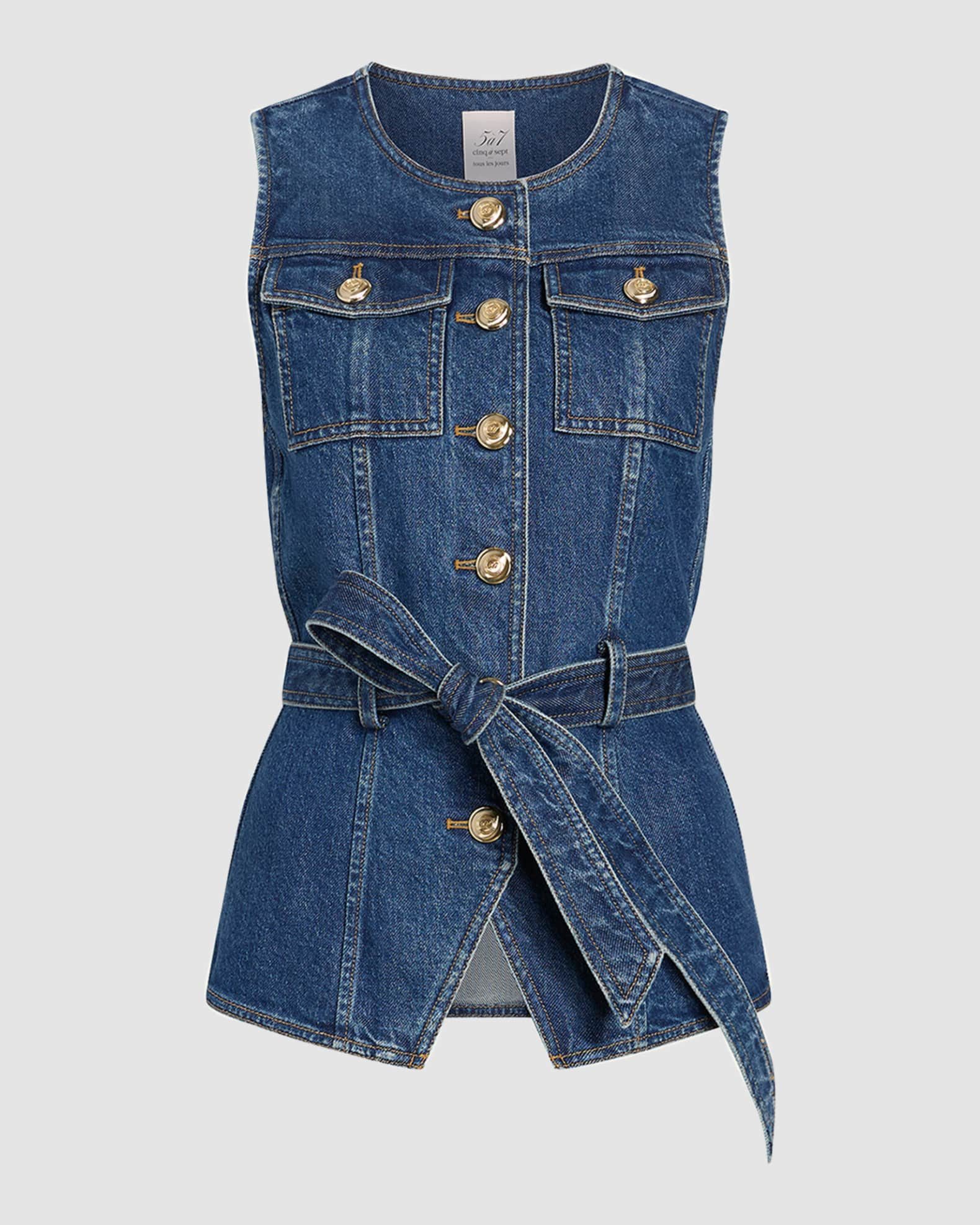 Reenee Belted Denim Vest | Neiman Marcus