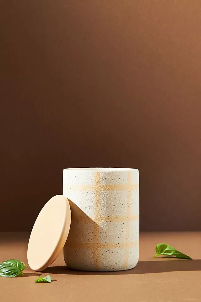 Good Nature Soy Gingham Ceramic Candle | Anthropologie (US)