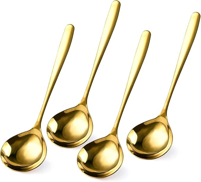 4 Piece 1 oz Gold Small Ladle, 8 Inch 304 Stainless Steel Soup Ladle for Serving, Gravy Spoon for... | Amazon (US)