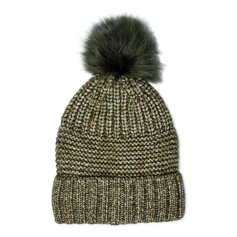 Time and Tru Women's Knit Hat with Pom Pom - Walmart.com | Walmart (US)