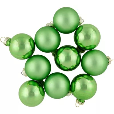 Northlight 10ct Grass Green 2-Finish Glass Christmas Ball Ornaments 1.75inch (45mm) | Belk
