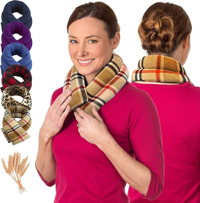 SunnyBay Heated Pillow Shoulders & Neck Wrap – Microwavable & Freezer-Safe Wheat-Filled Heating... | Amazon (US)