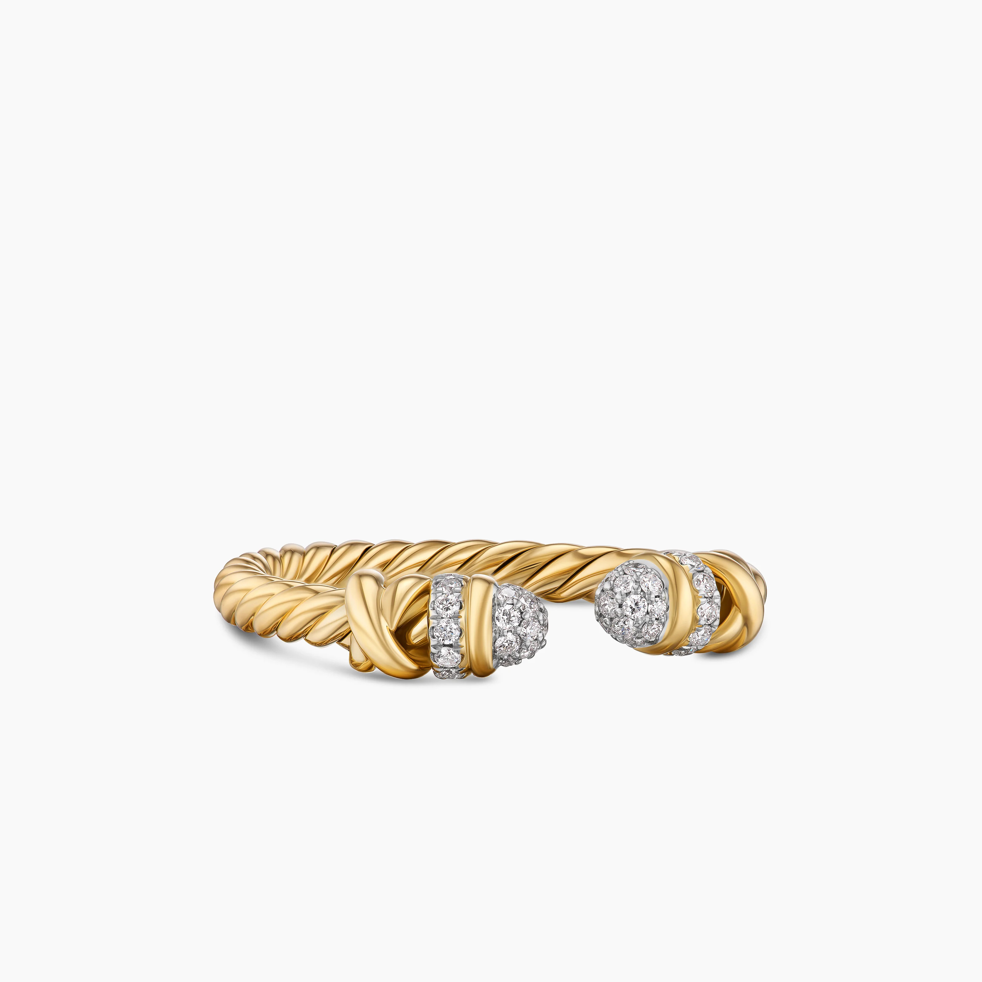 David Yurman | Petite Helena Open Ring in 18K Yellow Gold with Diamonds, 2.5mm | David Yurman