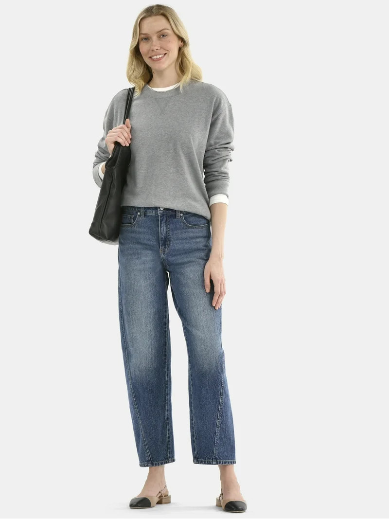 Time and Tru Women's and Women's Plus Crewneck Sweatshirt with Long Sleeves, Sizes XS-4X | Walmart (US)