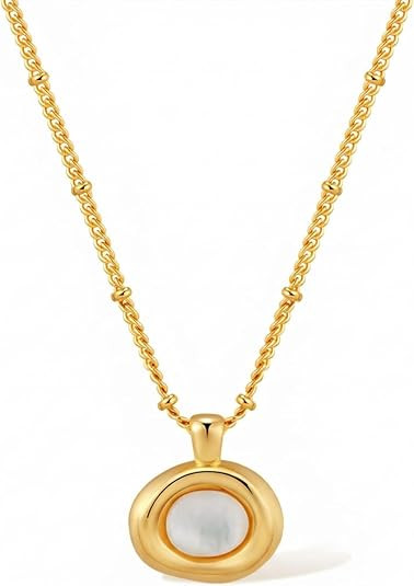 Jean Beau Gold Stone Pendant Necklaces for Women, Chunky Gemstone Dangle Necklace Wedding Prom Fa... | Amazon (US)