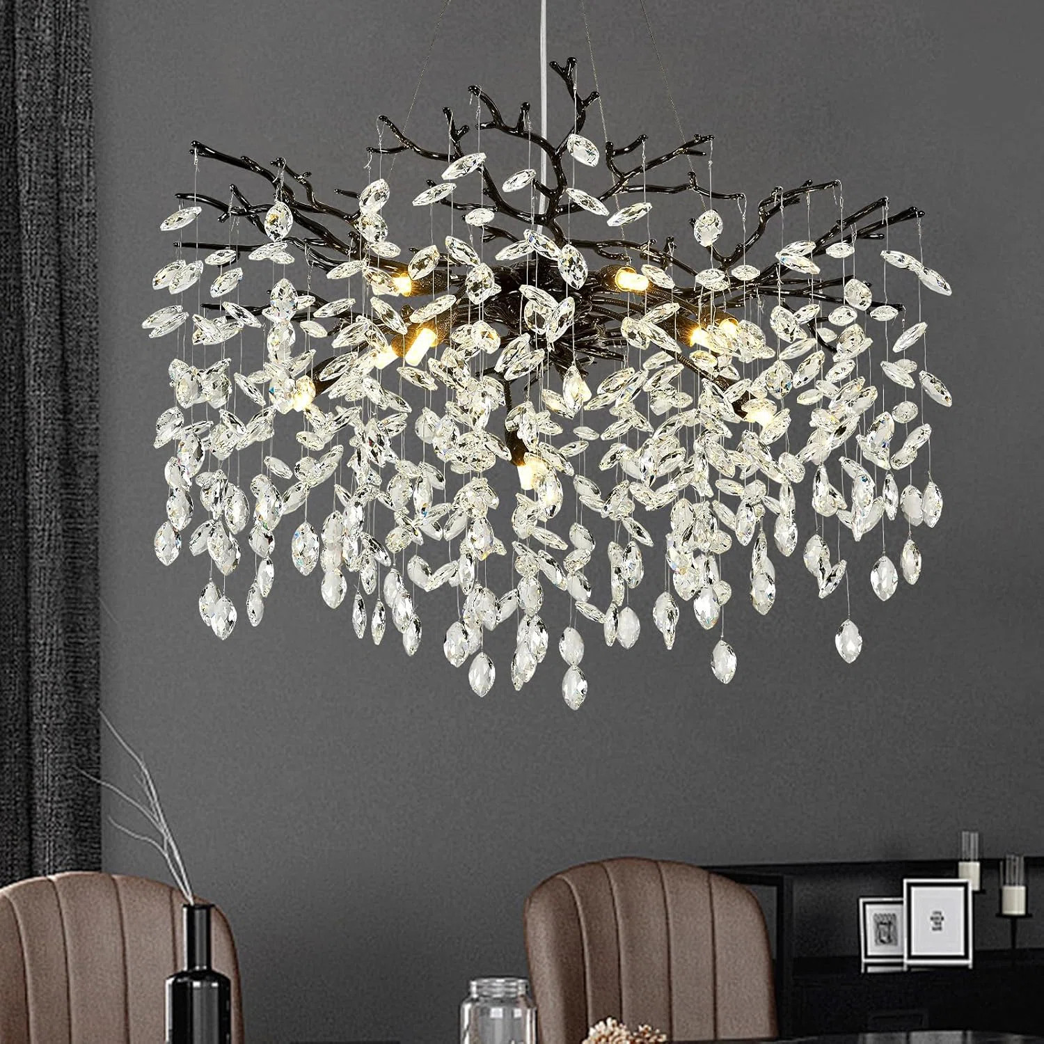 Modern Round Tree Branch K9 Crystal Chandelier Lighting for Dining Room | Wayfair North America