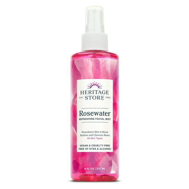 Rosewater Refreshing Facial Mist, Hydrating Mist for Skin & Hair, 8 fl oz by Heritage Store | Walmart (US)