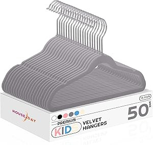 HOUSE DAY Kids Velvet Hangers 50 Pack, Durable Big Kids Hangers 14 Inch Hangers for Youth, Non Sl... | Amazon (US)