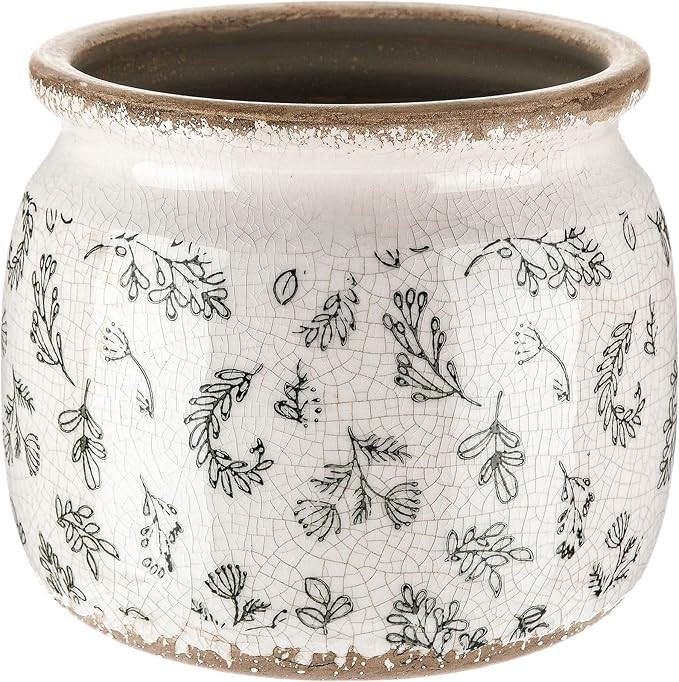 Vintage Planter Large Ceramic Plants Pot Green Leaves Crack Cottage Scroll Vase Flower Vase Pot I... | Amazon (US)