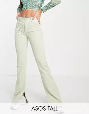 ASOS DESIGN Tall puddle flare pant with split hem in peppermint | ASOS (Global)