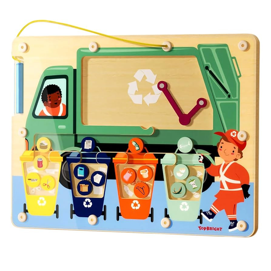 TOP BRIGHT Magnetic Color Maze Sorting Game Montessori Toys for 3+ Year Old, Wooden Garbage Recyc... | Amazon (US)