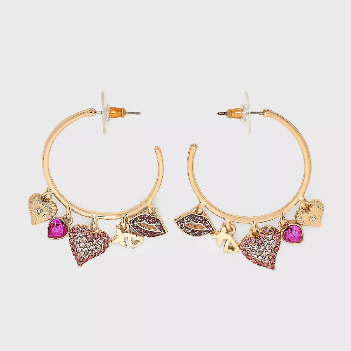 SUGARFIX by BaubleBar "Be My Valentine" Hoop Statement Earrings - Pink | Target