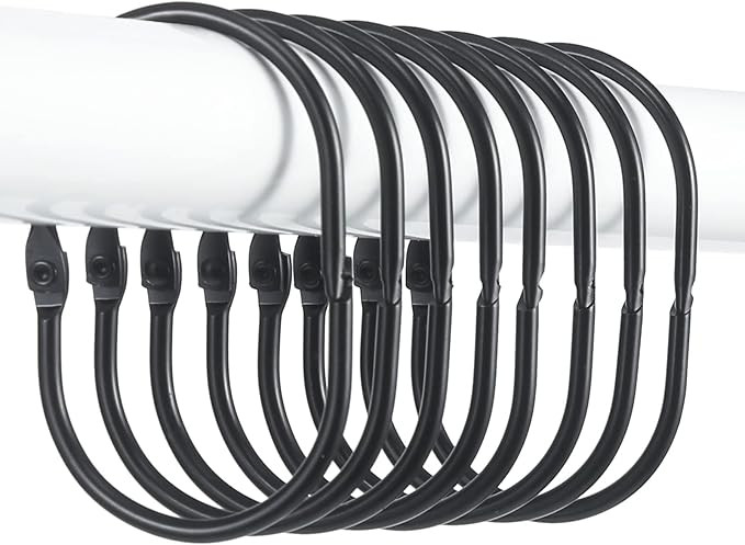 24 Pcs Shower Curtain Rings, Goowin Shower Curtain Hooks, Oval Snap Shower Rings for Curtain, Met... | Amazon (US)