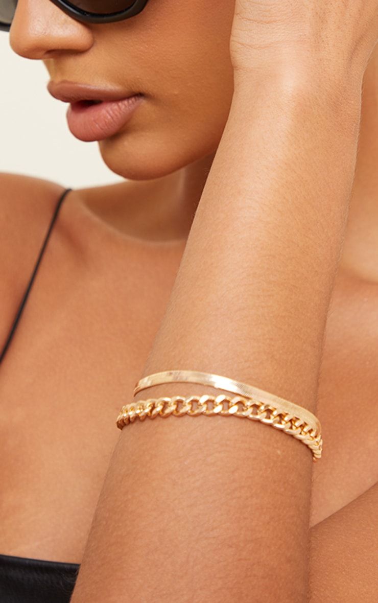 Gold Assorted 2 Pack Bracelet | PrettyLittleThing US
