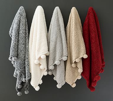 Cozy Pom Pom Sherpa Throws | Pottery Barn (US)