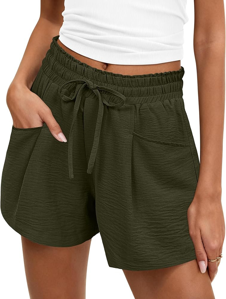 ANRABESS Shorts for Women Summer Casual High Waist Drawstring Comfy Dressy Lounge 2026 Beach Vaca... | Amazon (US)