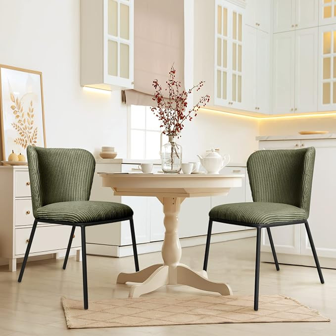 Green Dining Room Chairs Set of 2, Kitchen Chairs with Black Legs | Amazon (US)