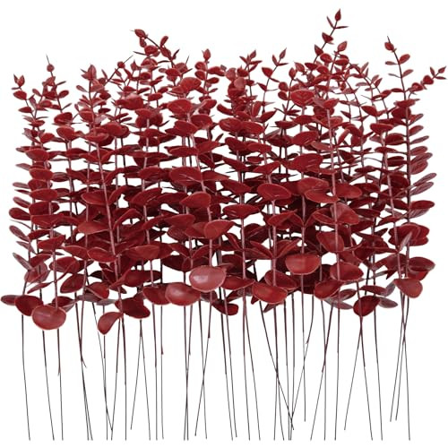TGANNYOCR 36pcs Red Artificial Eucalyptus Stems Fall Faux Eucalyptus Leaves Autumn Red Flowers for vase Wedding Bouquet Centerpiece Flower Florals for Home Decor | Amazon (US)