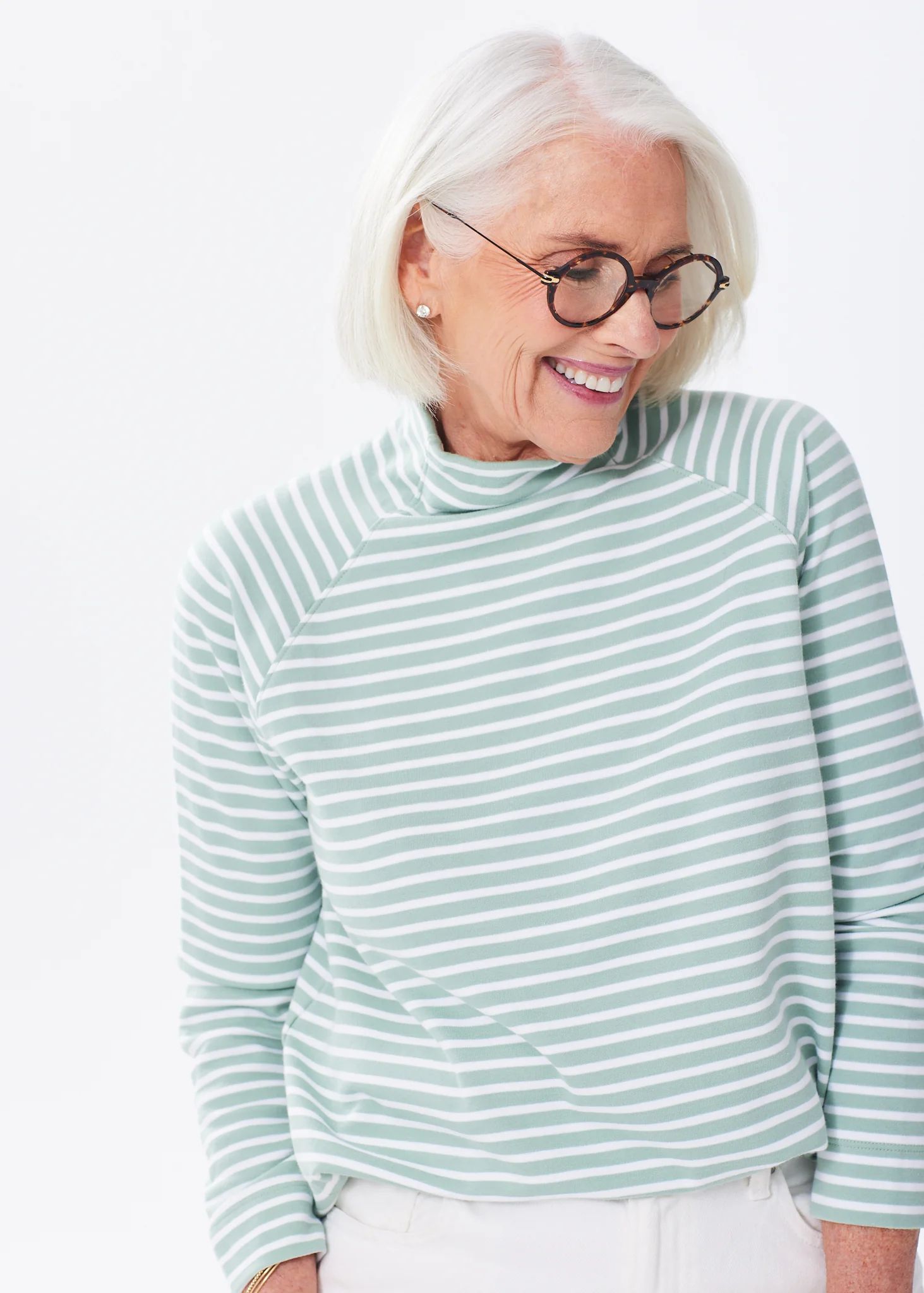 The Mock Neck Sweatshirt - Striped | Alice Walk