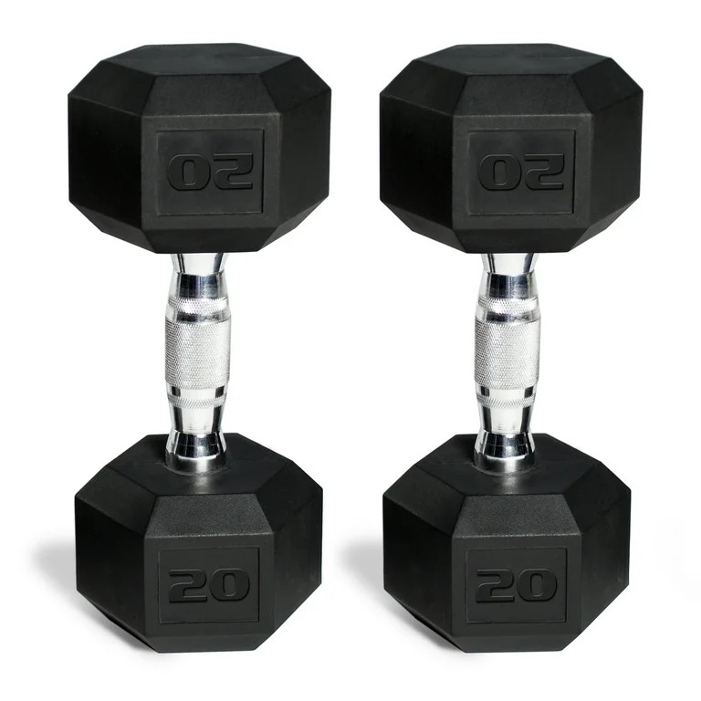 CAP Barbell, 20lb Coated Rubber Hex Dumbbell, Pair | Walmart (US)