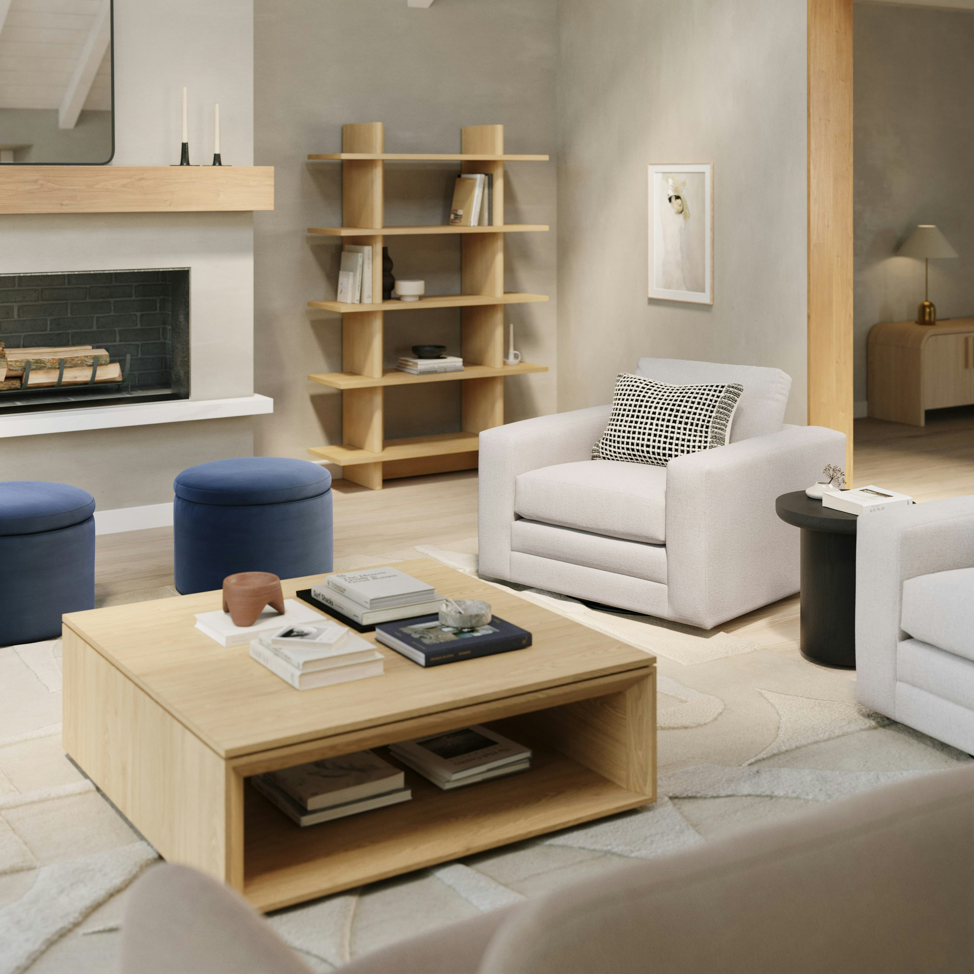 Benson 23.5" Velvet Storage Ottoman - Hale Ink | Article