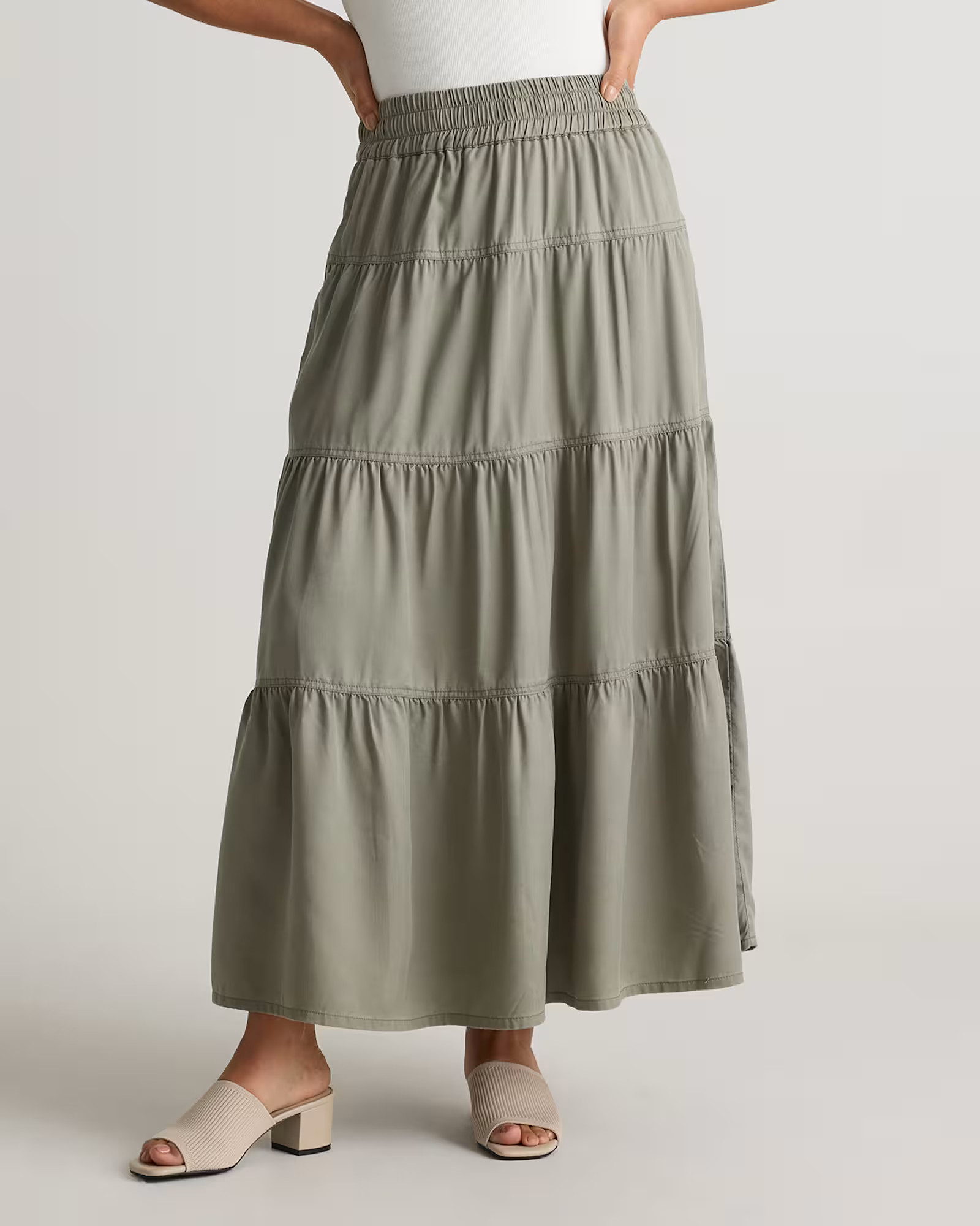 Vintage Wash Tencel Tiered Maxi Skirt | Quince