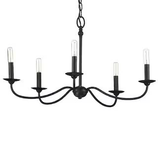 Progress Lighting Pacolet 28 in. 5-Light Textured Black Farmhouse Circle Chandelier for Dining Ro... | The Home Depot