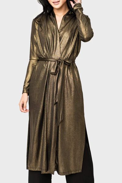 Foil Knit Duster with Self-Tie Belt | Gibson