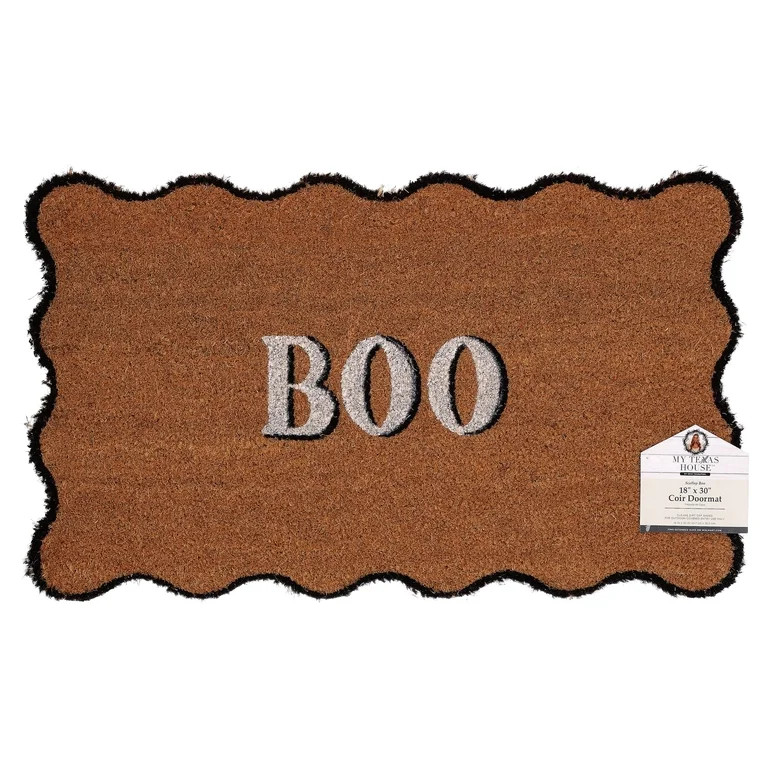 My Texas House Halloween Multicolor Scallop Boo Outdoor Coir Doormat, 18" x 30" | Walmart (US)
