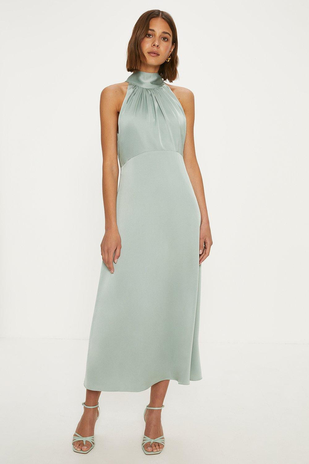 Satin Halter Neck Midi Dress | Oasis UK & IE