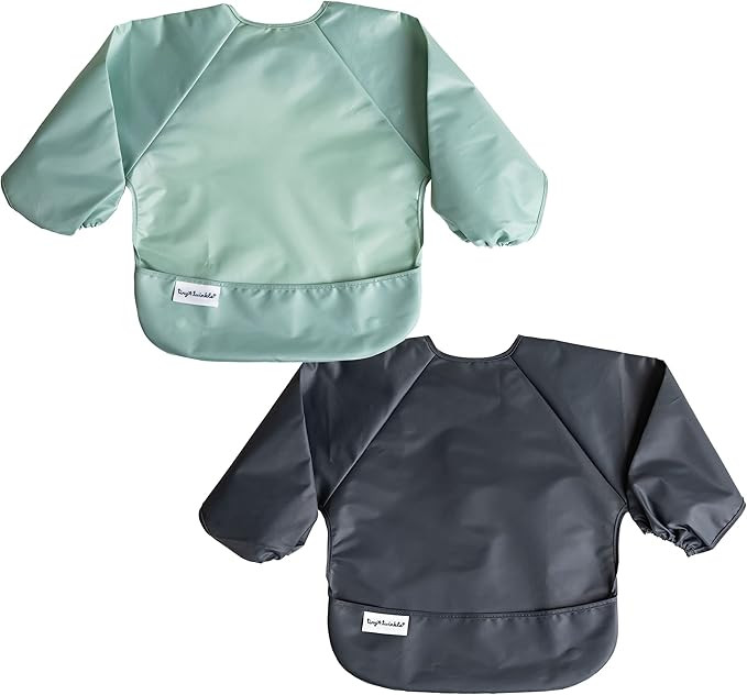 Tiny Twinkle Mess Proof Baby Bib, 2 Pack Full Sleeve Bib Outfit, Waterproof Bibs for Toddlers, Ma... | Amazon (US)