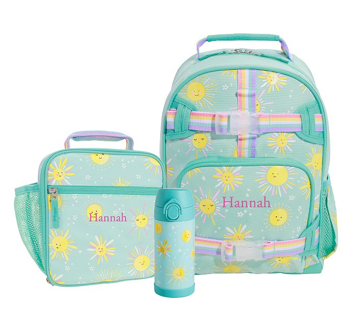 Mackenzie Aqua Sunshine Glow-in-the-Dark Backpack & Lunch Bundle, Set of 3 | Pottery Barn Kids