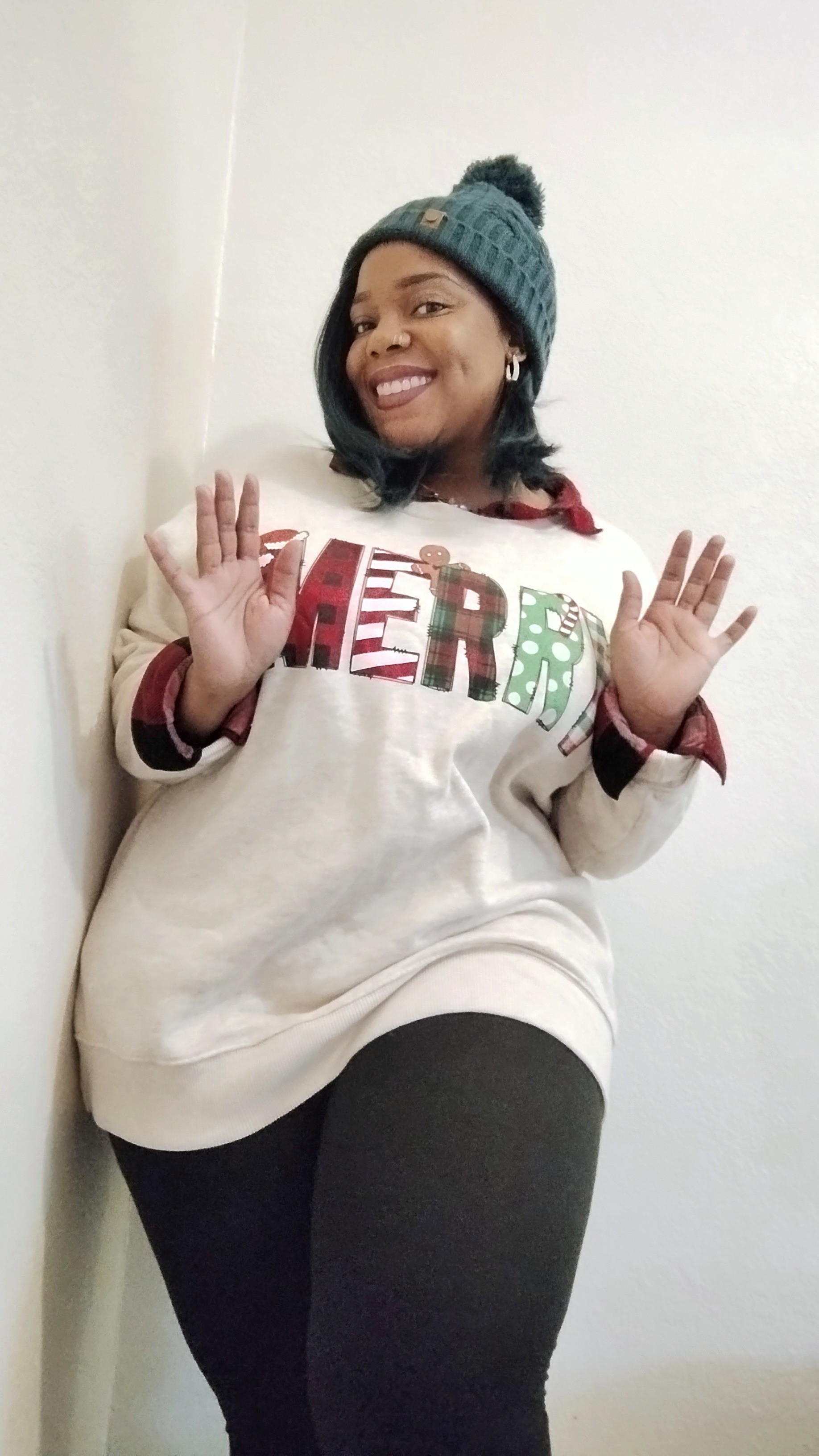 Running errands while feeling cozy yet looking chic in my Christmas sweatshirt, leggings and buffalo plaid shirt as a style accent.🖤❣️🎄🎅🏾🎁

#LTKootd #LTKdayinmylife #LTKSeasonal