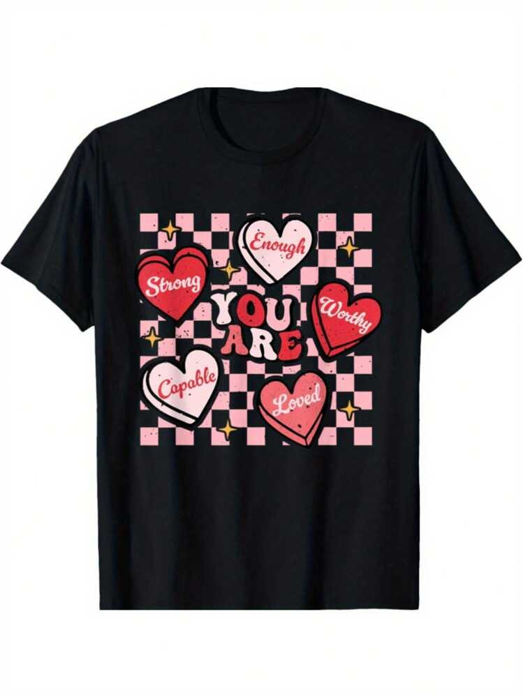Valentine's Day, You Deserve To Love Enough Candy Heart Teacher T-Shirt | SHEIN