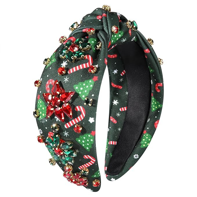 MOLOCH Christmas Headband for Women Christmas Tree Bow Snowflake Knotted Headband Jeweled Crystal... | Amazon (US)
