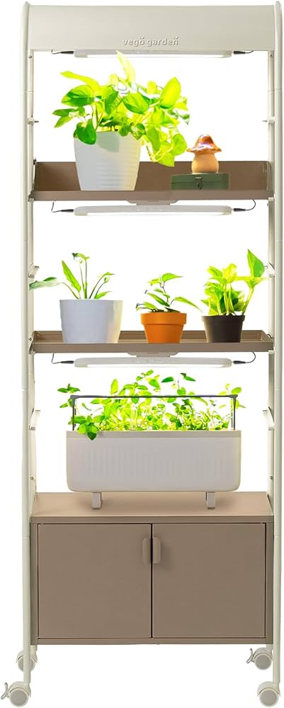 Vego garden 4 Tier Rolling Metal Corner Plant Stand Indoor with Grow Light, Display Shelf with St... | Amazon (US)