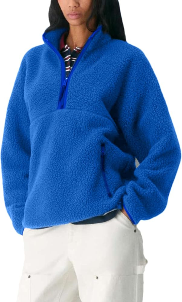 Aimiray Women\u2019s Quarter Zip Fleece Pullover Fuzzy Sherpa Jacket | Amazon (US)