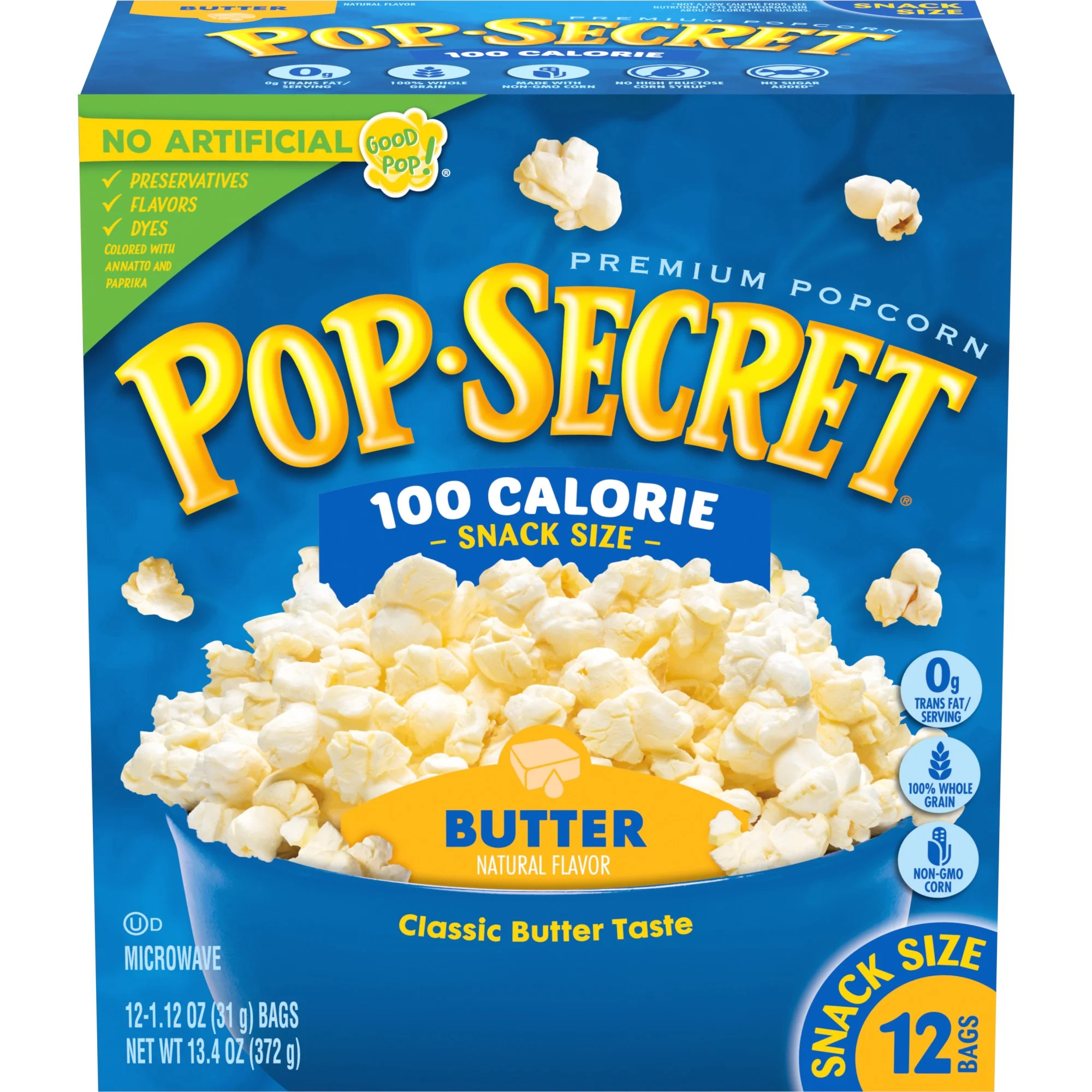 Pop Secret Microwave Popcorn, 100 Calorie Butter Flavor, 1.1 Oz Snack Bags, 12 Ct | Walmart (US)