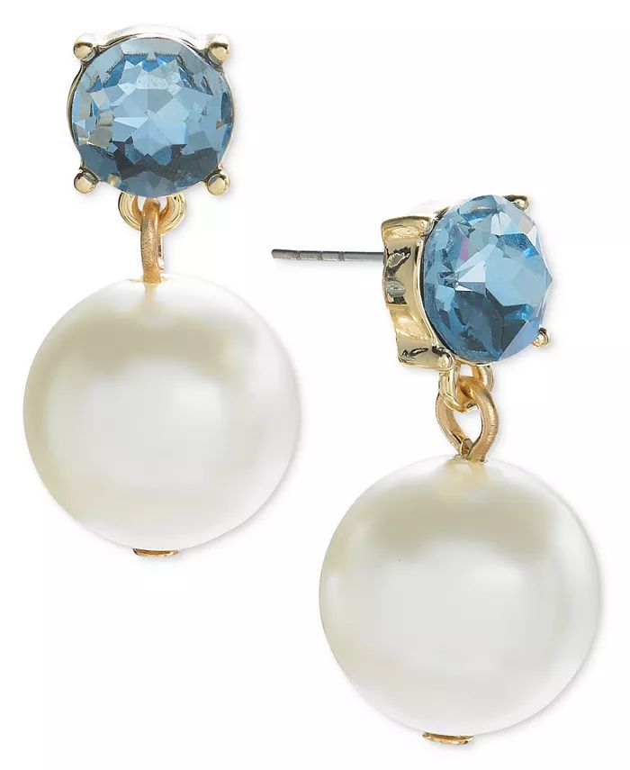 Color Crystal & Imitation Pearl Drop Earrings, Created for Macy's | Macy's