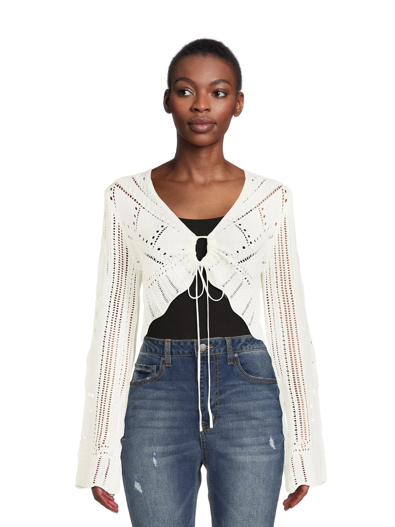 No Boundaries Juniors Crochet Sweater, Sizes S-3XL - Walmart.com | Walmart (US)