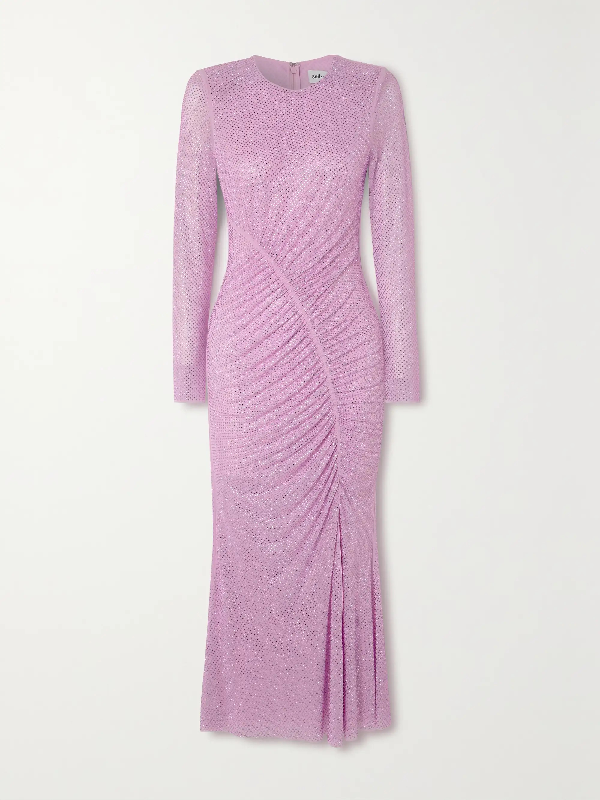 Ruched crystal-embellished stretch-mesh midi dress | NET-A-PORTER APAC