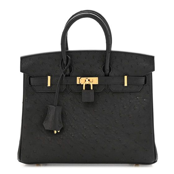 Ostrich Birkin 25 Black | FASHIONPHILE (US)