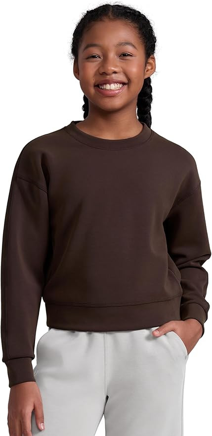 CRZ YOGA Girls SoftAura Long Sleeve Crew Neck Casual Sweatshirts - Lounge Pullover Hoodie Relaxed... | Amazon (US)