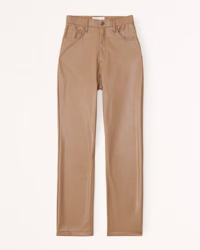 Women's Curve Love Vegan Leather 90s Straight Pants | Women's Bottoms | Abercrombie.com | Abercrombie & Fitch (US)