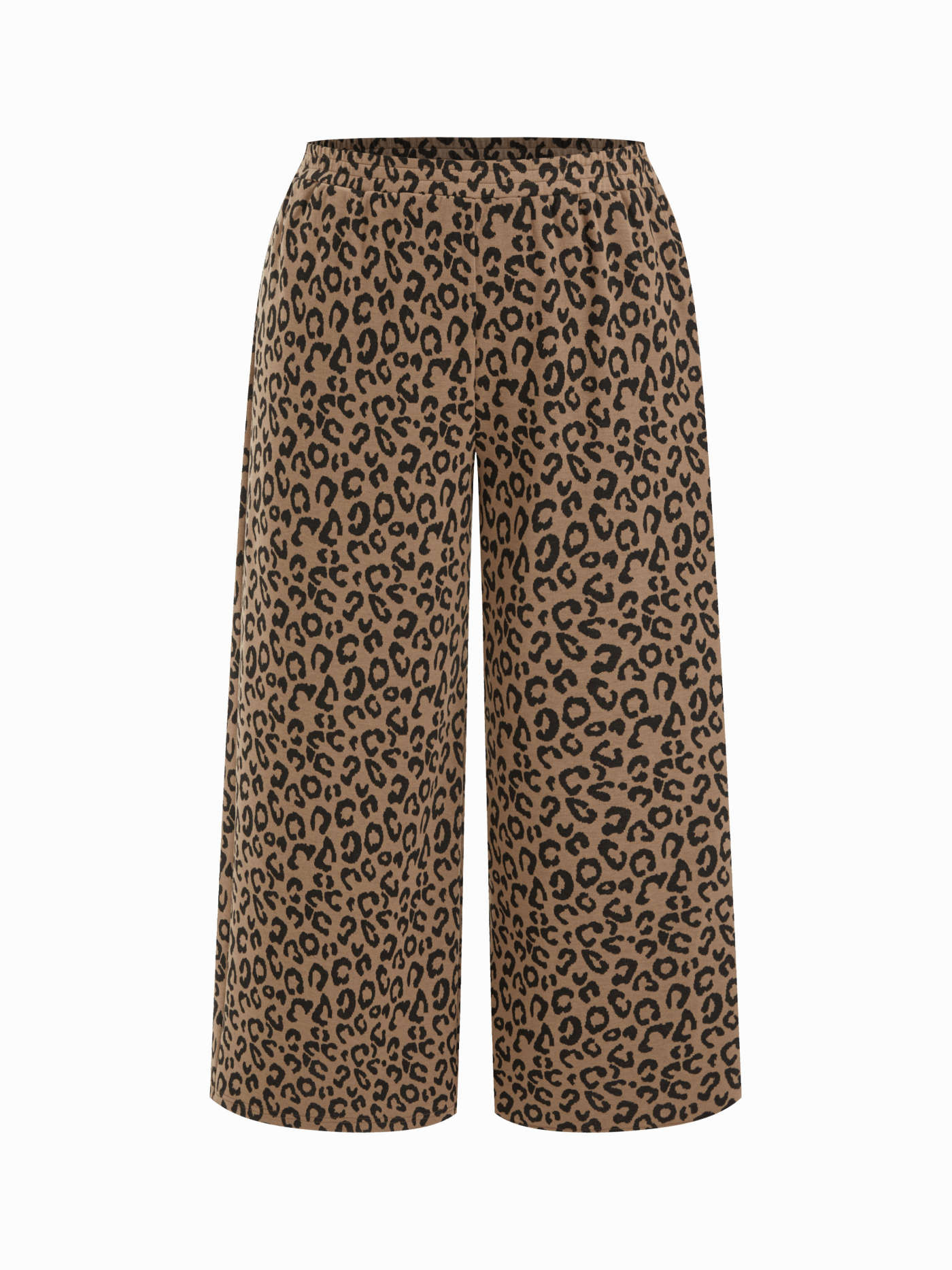 Mid Rise Leopard Print Elastic Waist Wide Leg Trousers Curve & Plus... | Cider